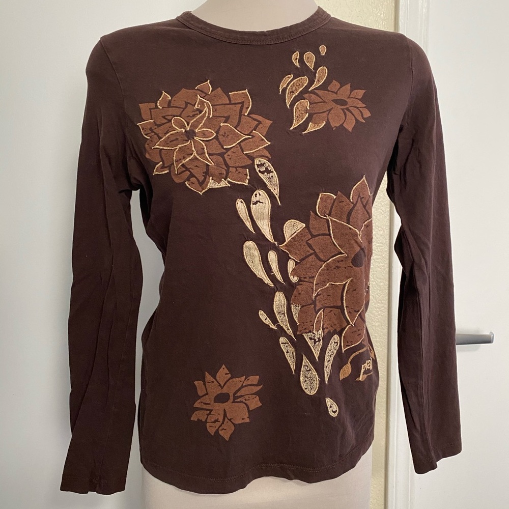 Women’s Prana Long Sleeve Floral Distressed Shirt medium